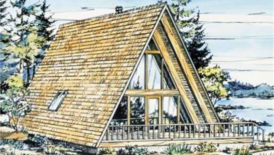 image of a-frame house plan 1305